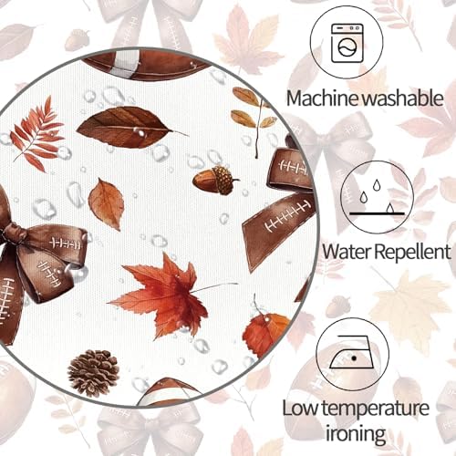 Fall Shower Curtain, Autumn Football Bowknot Fallen Leaves Shower Curtain for Bathroom Decor, Funny Fall Thanksgiving Fabric Bath Curtain for Bathroom Set, 72 X 72 Inch - Image 6