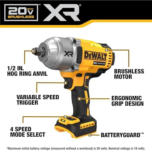 DEWALT 20V MAX Cordless Impact Wrench, 1/2 Impact Gun, 4-speed High torque with Hog ring anvil and LED light, Brushless motor, Precision Wrench, tool Only (DCF900B) - Image 2