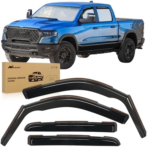 Nilight in-Channel Rain Guards for Dodge Ram 1500 Crew Cab 2019-2026, 4PCS