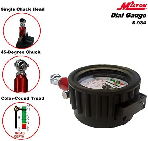 Milton (S-934) Dial Tire Pressure Gauge - Single Head Tire Tread Depth Gauge - Image 3