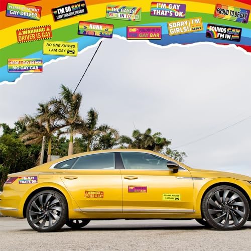 12 Pcs Funny Gay Car Magnets Bumper Prank Rainbow, Classic
