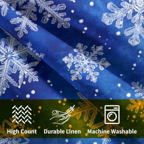 Winter Blue Throw Pillow Covers 22x22 Set of 2 Snowflake Christmas - Image 7