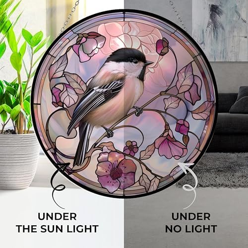 Easter Chickadee Suncatcher Stained Glass Window Hangings for Women Mom Red Birds Sun Catchers Colorful Ornament Bird Lovers Gift Gifts for Women Mom Wife - Image 4