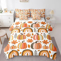 Erosebridal Kids Cartoon Pumpkin Twin Comforter Set 7 Piece Size,Boho Rainbow Bedding Set with Sheet Set for Boys Girls,Fall Maple Leaves Bed in A Bag Autumn Thanksgiving Day Bed Set by Erosebridal