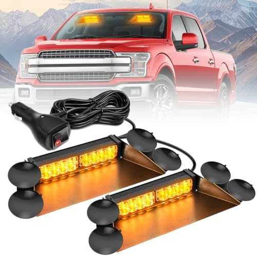 Nilight 16LED Amber Dash Strobe Light Cigarette Lighter Plug