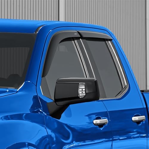 Goodyear Shatterproof Window Deflectors for Chevrolet Silverado 1500/2500/3500 2019-2026 Double Cab, Tape-on Rain Guards, Window Visors, Vent Deflector Visor, Car Accessories, 4 pcs. - GY003220LPf2