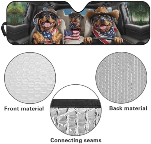 Renewold Funny Rottweiler Driving Automotive Windshield Sunshade for Jeep Wrangler JK JKU JL JLU 1997-2023 Gladiator JT Summer Sun Shield Cover Car Front Window Shade Blocks UV Heat Sunlight Sun Visor