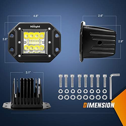 Nilight 2PCS 42W Flush Mount LED Backup & Reverse Lights 4.8“ X 3.6"