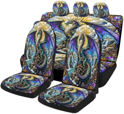 Wolf Dragon Deer Car Seat Covers Full Set, Universal Auto Seat Protector