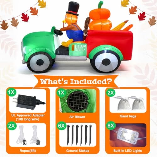 8FT Thanksgiving Inflatables Turkey Outdoor Decorations for Fall Yard Decor - Image 4