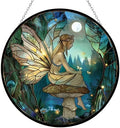 Fairy Mushroom Stained Glass Window Hanging Sun Catcher Halloween Haning Ornament Decoration Christmas Birthday Gifts for Lover and Friends by 365CUSGIFTS