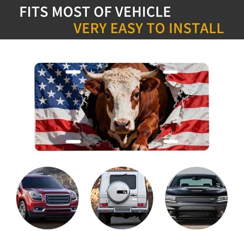 Cow American Flag Retro Front License Plate 6" * 12" for Women