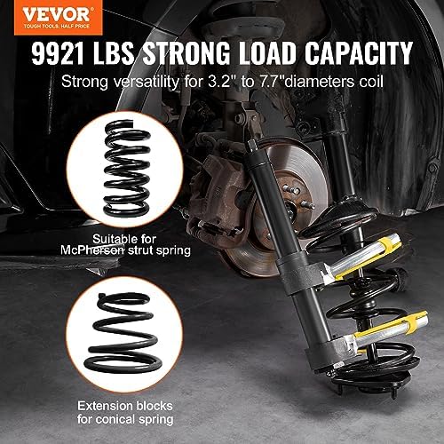 VEVOR Strut Spring Compressor Set, Macpherson Strut Spring Compressor Kit, Interchangeable Fork Strut Coil Extractor Remover Tool, with Yellow Protective Sleeve and Carrying Case - Image 2