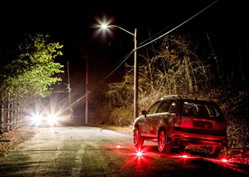 3 Pack LED Road Flares Kit - Flashing Warning Light Emergency Disc Beacon Roadside Flare Safety Light Magnetic Base for Car Truck Boat - Includes Batteries Screwdriver Gloves Storage Bag