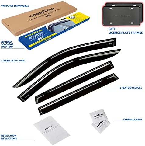 Goodyear Shatterproof Side Window Deflectors for Jeep Grand Cherokee 2011-2021, Tape-on Rain Guards, Window Visors for Cars, Vent Deflector, Vent Visor, Car Accessories, 4 pcs. - GY008845