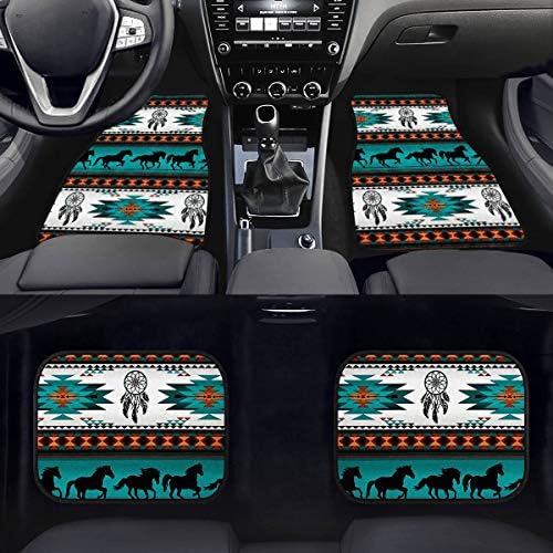 GLENLCWE 4 Pack Spider Cobweb Print Car Carpet Floor Mat for Women Men Halloween Car Decor,Heavy Duty and All Weather