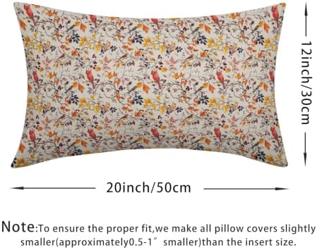 Fall Plant Pillow Covers 12x20 Set of 2 Autumn Red Cardinal Bird Maple Leaves Outdoor Throw Pillows Covers Vintage Rustic Farmhouse Decorative Farmhouse Cushion Case for Room Couch Sofa - Image 4