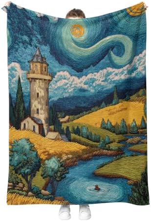 Art Blanket Gifts for Men Women Kids Teen Boys Girls Birthday Christmas Halloween Easter Starry Night Art Decor Dad Husband Mom Friends Throw Blanket 50"x60" by Hohoto