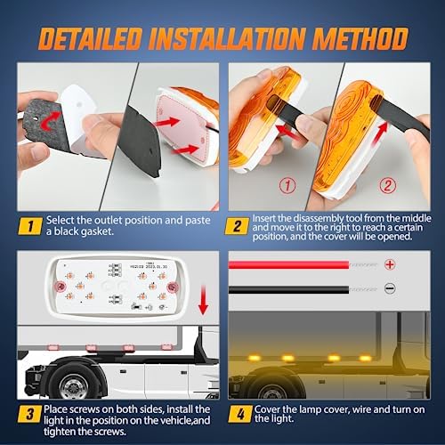 Nilight Double Bullseye Marker Light 5PCS Amber 10LED Rectangular
