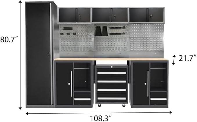 JZD Heavy Duty Metal Garage Shop Tool Storage Cabinet System, No Wall Mounting - Image 2