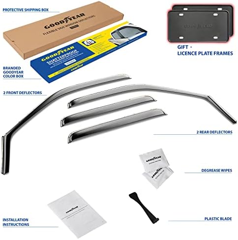 Goodyear Shatterproof in-Channel Window Deflectors for Ford F250 to F550 Super Duty 1999-2016 SuperCrew, Rain Guards, Window Visors for Cars, Vent Deflector, Car Accessories, 4 pcs - GY003430