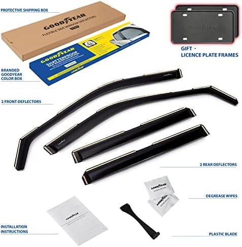 Goodyear Shatterproof in-Channel Window Deflectors for Ford Explorer 2011-2019, Rain Guards, Window Visors for Cars, Vent Deflector, Car Accessories, 4 pcs - GY003435LP