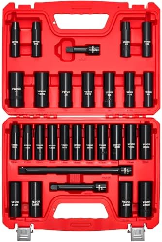 VEVOR 1/2" Drive Impact Socket Set, 29-Piece Deep Sockets by VEVOR