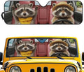 Renewold Car Windshield Sunshade for Jeep Gladiator JT Summer Front Window Sun Shade Sun Visor Shield for Jeep Wrangler JK JKU JL JLU 1997-2023 Foldable Cover Interior Keep Cool Cute Raccoon Driving