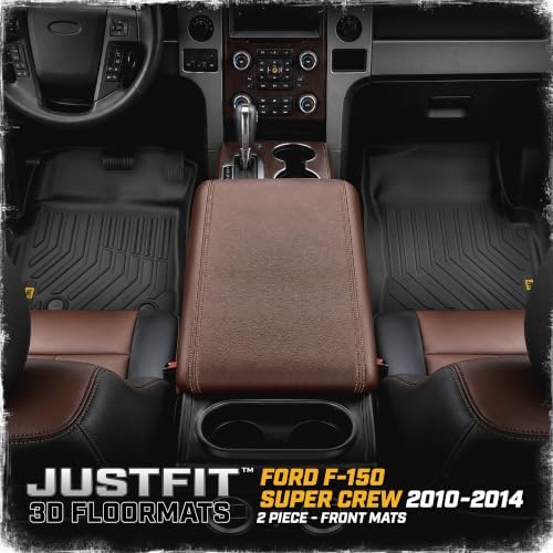 CAT® JustFit™ 3D Custom Fit Front Floor Mats for Ford F-150 Crew Cab 2010-2014, Heavy Duty Rubber Floor Liners Laser Measured, Ford F150 Accessories