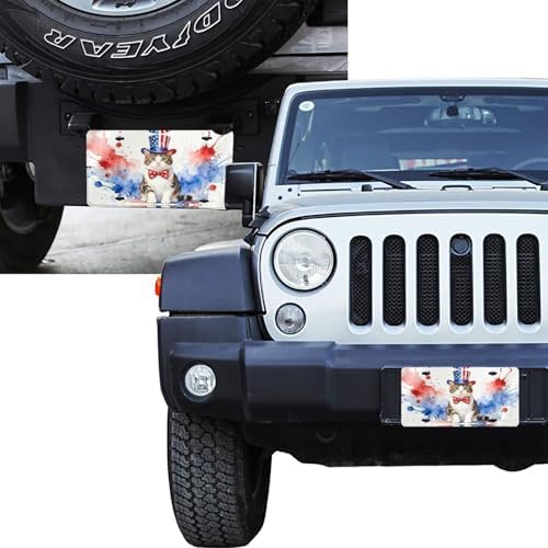 American Flag Cat Front License Plate Car Decorative License Plates