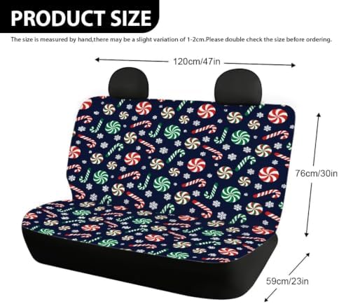 Christmas Candy Car Seat Covers Auto Rear Seats Cushion Cover,Washable Bucket Seat Cushion Protector Backseats Covers for Girls Women,Fit Most Cars,Sedan,SUV,Van