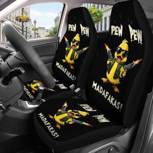 GENANY Funny Duck Car Seat Covers, 2-Piece Front Seat Set