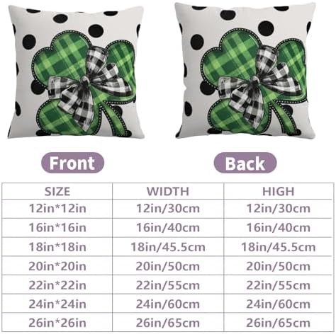 Sweetshow St. Patrick's Day Pillow Covers 22x22 Inches Polka Dots Lucky Green Shamrock Throw Pillow Case Set of 2 Irish Pillows Cotton Linen Cushion Cover for Home Couch Sofa Livingroom - Image 5