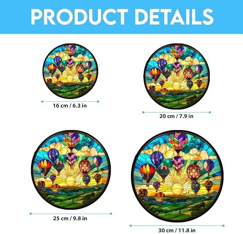 Hot Air Balloon Suncatcher Indoor/Outdoor Stained Glass Window Hanging Handmade Stained Glass Suncatchers Decoration for Home Garden Christmas Party Wedding Housewarming Gifts - Image 6