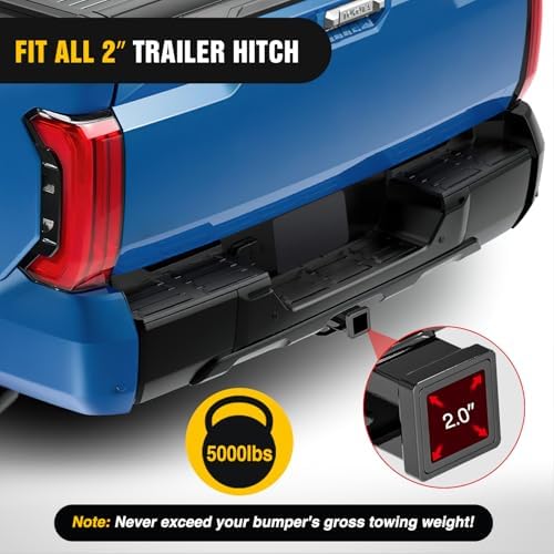 Nilight Step Hitch Bumper Mount 2 Inch Receiver Bolt-On Bike Hitch Receiver Tube Trailer Truck RV Cargo Receiver Hitch 5000 Lbs Powder Coated