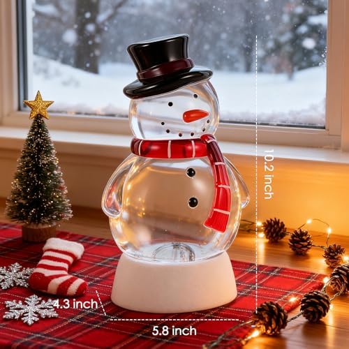 Christmas Snow Globe Snowman Lighted Musical Glitter Globe Battery Operated or USB Powered with Timer Water Glittering Snowing Globe for Christmas Party Home Table Decorations Gifts (Snowman) - Image 2