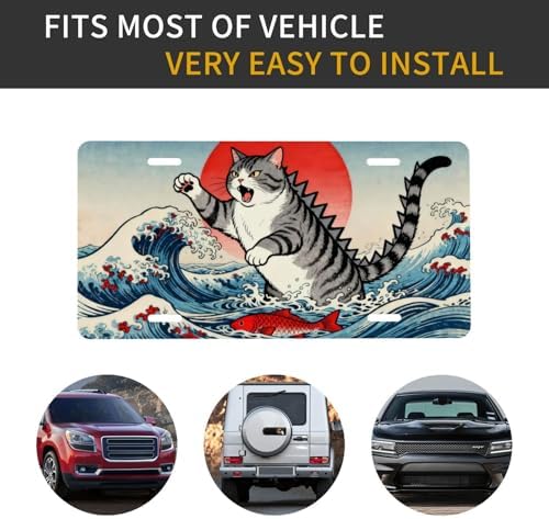 Wave Cat Fish Sun Front License Plate 6" * 12" for Women