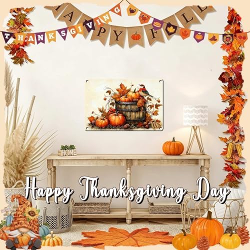 Fall Sign Pumpkin Vintage Tin Sign Happy Thanksgiving 8x12Inch - Image 5