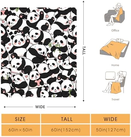 Panda Throw Blanket, Birthday for Girls Kids Teens Women, Soft Cozy Polyester Blanket for Couch Sofa Bed, Decor Throw for Living Room Bedroom, Dorm Travel Nap Blanket,50"x60" - Image 2