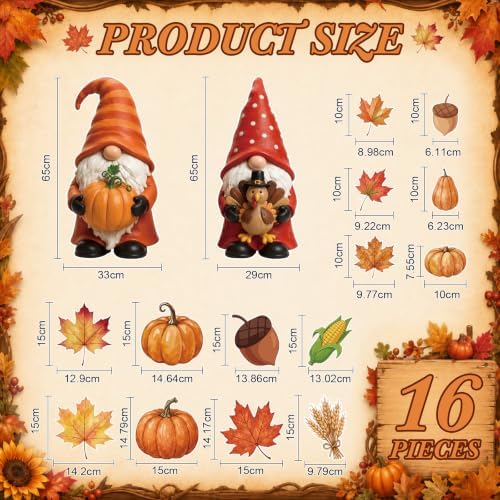 Flutesan 16 Pcs Fall Garage Door Magnets, 26" Thanksgiving Gnome Pumpkin - Image 2