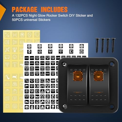 Nilight 2 Gang Rocker Switch Panel w/Orange LED Light 5Pin ON Off Pre-Wired