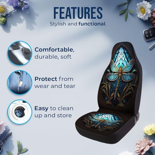 GENANY Dragonfly Car Seat Covers, 2-Piece Front Seat Set