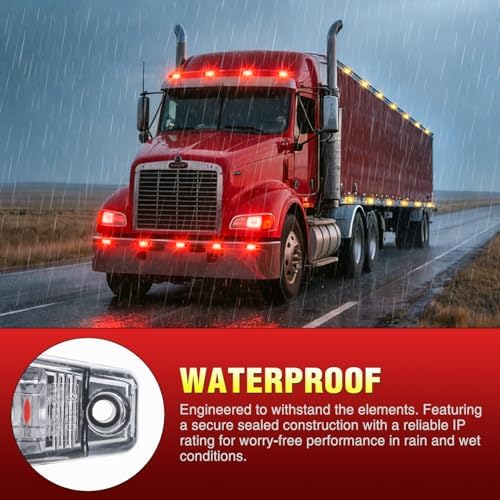 Nilight 2.5" Oval Side Marker Light, White Lens Amber & Red LED Waterproof