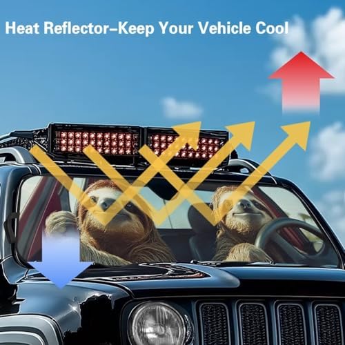 Renewold Funny Sloth Driving Windshield Sunshade for Jeep Wrangler JK JKU JL Foldable UV Ray Heat Reflector Summer Car Front Window Sun Visor Shield Cover Fit for Jeep Gladiator JT Vehicles Sun Shade