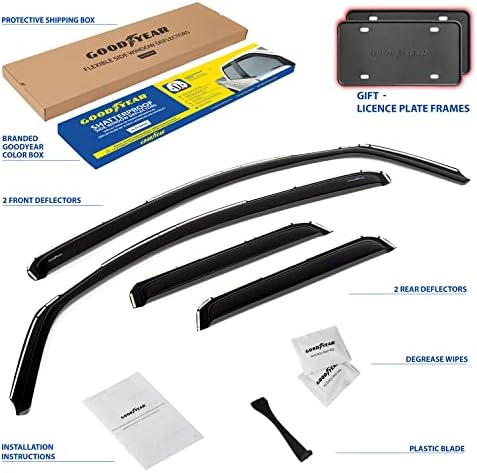 Goodyear Shatterproof in-Channel Window Deflectors for Trucks Toyota Tundra 2007-2021 Double Cab, Rain Guards, Window Visors for Cars, Vent Deflector, Truck Accessories, 4 pcs- GY003411LP