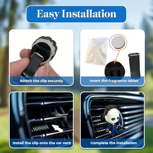 GENANY 3D Resin 2Pcs Horror Car Air Freshener Vent Clip, Hand Painted Mask