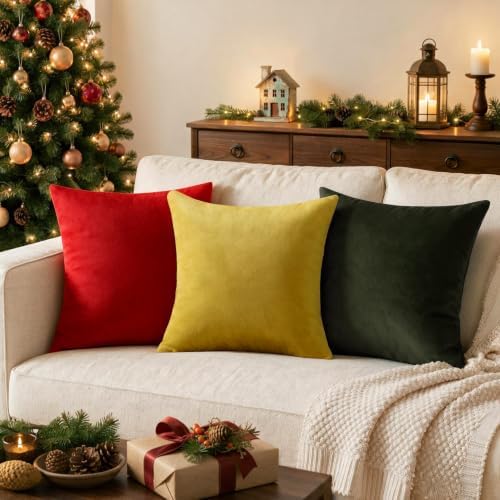 VAKADO Christmas Emerald Green Velvet Throw Pillow Covers 16x16 Set of 2 - Image 5