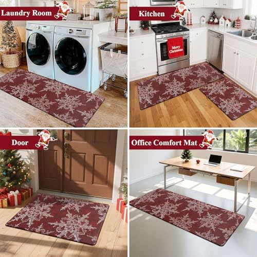 U'Artlines 2Pcs Christmas Anti Fatigue Kitchen Rugs and Mats, Snowflake - Image 6