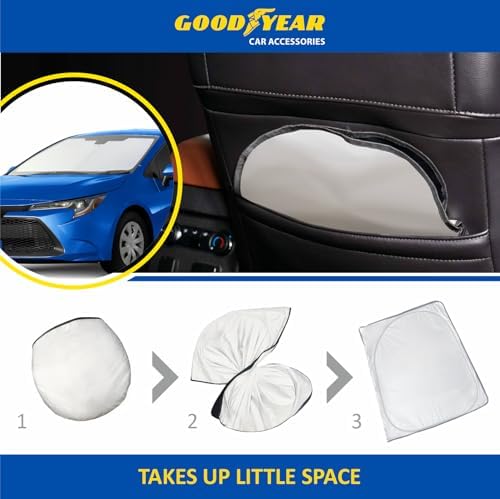 Goodyear Foldable Windshield Sunshade for Toyota Corolla 2020-2026, Car Accessories, Sunshade Cover, Sun Shade Car Windshield, Window Sun Blocker - GY008268