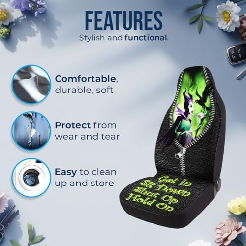 GENANY Dark Fantasy Queen Car Seat Covers, 2-Piece Front Seat Set